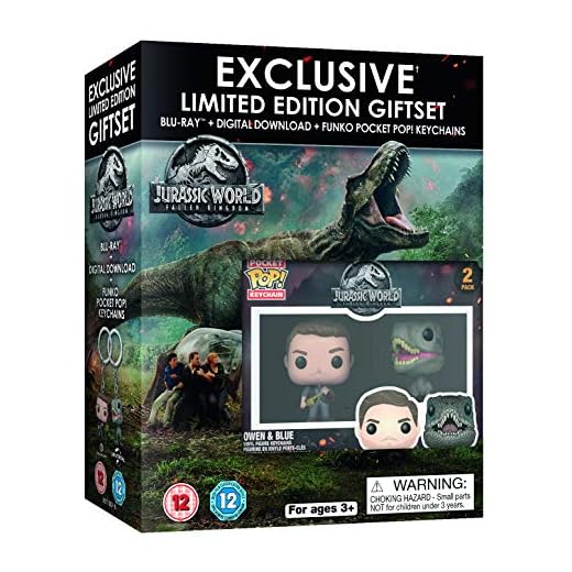 Jurassic World: Fallen Kingdom Limited Edition Gift Set - 2 Funko Pocket POP! Exclusive Keychains [Blu-ray] [2018] [Region Free]