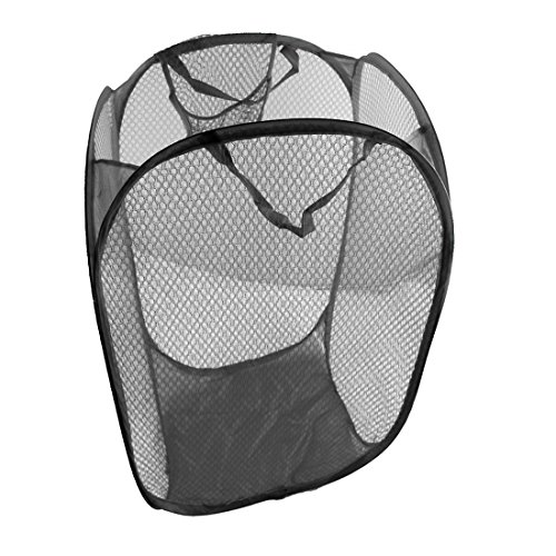 Warehouseshop Wss - Pliable Pop Up Grille Lavage Panier à Linge Sac Poubelle Panier Jouet Rangé Stockage (Noir)