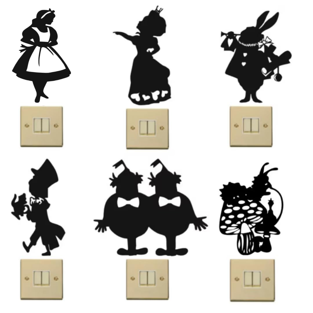 6 x Wall Decal, Alice in Wonderland Characters (Small)