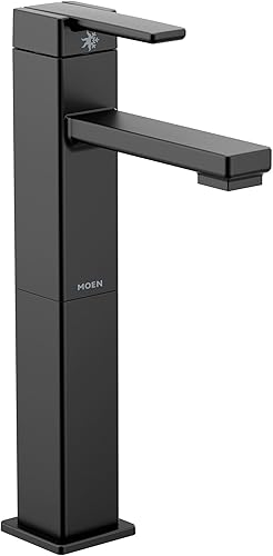 Moen 90 grados negro mate de una sola manija lavabo recipiente moderno grifo de baño, S6712BL