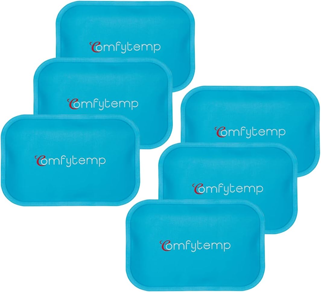 Comfytemp 6-Packs Mini Gel Ice Packs, 7.5×11.5cm Reusable Cold Compress Pack for Kid's Boo Boos, Headaches, Tired Eyes & Wisdom Teeth Discomfort, Small Cooling Pillow for Kids, Adults