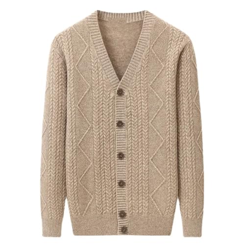 Men V-Neck Solid Wool Sweater Buttons Cardigan Knit Sweater Long Sleeve Warm Casual Jumpers2