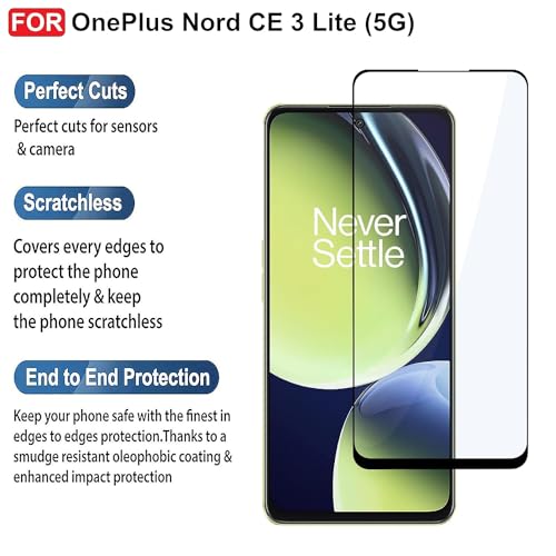 Image of DD SON Edge-To-Edge Protector Full Screen Coverage 11D Tempered Glass For OnePlus Nord CE 3 Lite (5G) (Pack Of 1)