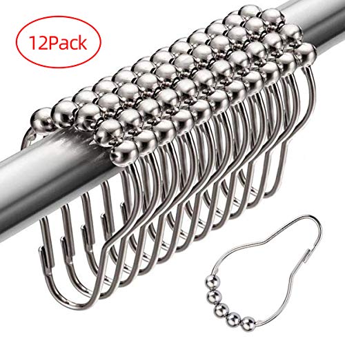 AOSEA 12 Ganchos para Cortina de Ducha, Ganchos de Metal cromados pulidos para Cortina de Ducha