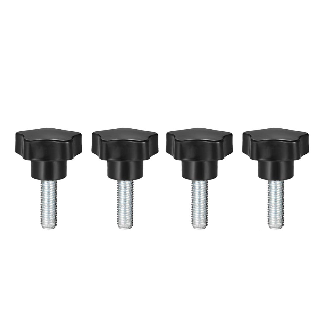 sourcing map 4 Pcs Star Knobs Grips M12 x 40mm Male Thread Steel Zinc Stud Replacement PP