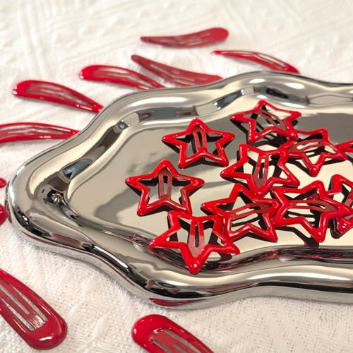 Pinzas de Metal con Cierre para el Cabello en Forma de Estrella y Gota de Agua para Mujeres y Niñas, Color Rojo, Pack de 20 miniatura 4