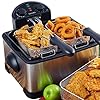 Secura 1700-Watt Stainless-Steel Triple Basket Electric Deep Fryer with Timer Free Extra Odor Filter, 4L/17-Cup