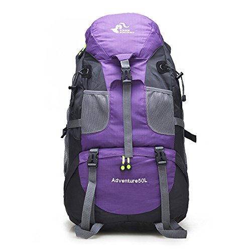 Fawoonu FREE KNIGHT Outdoor Sırt Çantası Omuz Çantası Erkek ve Kadın Yürüyüş Sporları Seyahat Dağcılık Çantası 50L Mor 36-55L