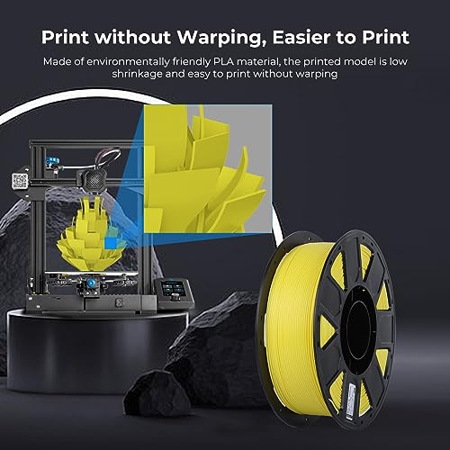 Image of Creality 3D Printer Filament 1.75mm, Ender PLA Filament No-Tangling Smooth Printing Without Clogging No Warping, Fit Most FDM 3D Printers, 1kg Spool, Dimensional Accuracy + /- 0.02mm, Yellow