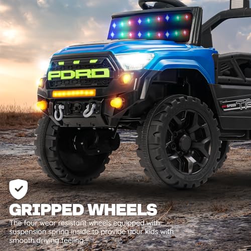 Image of Baybee Maverick Battery Operated Jeep for Kids with RGB Windshield Light, Bluetooth, USB & Music | Baby Big Ride on Battery Car | Electric Jeep Car for Kids to Drive for 2 to 6 Years Boys Girls (Blue)