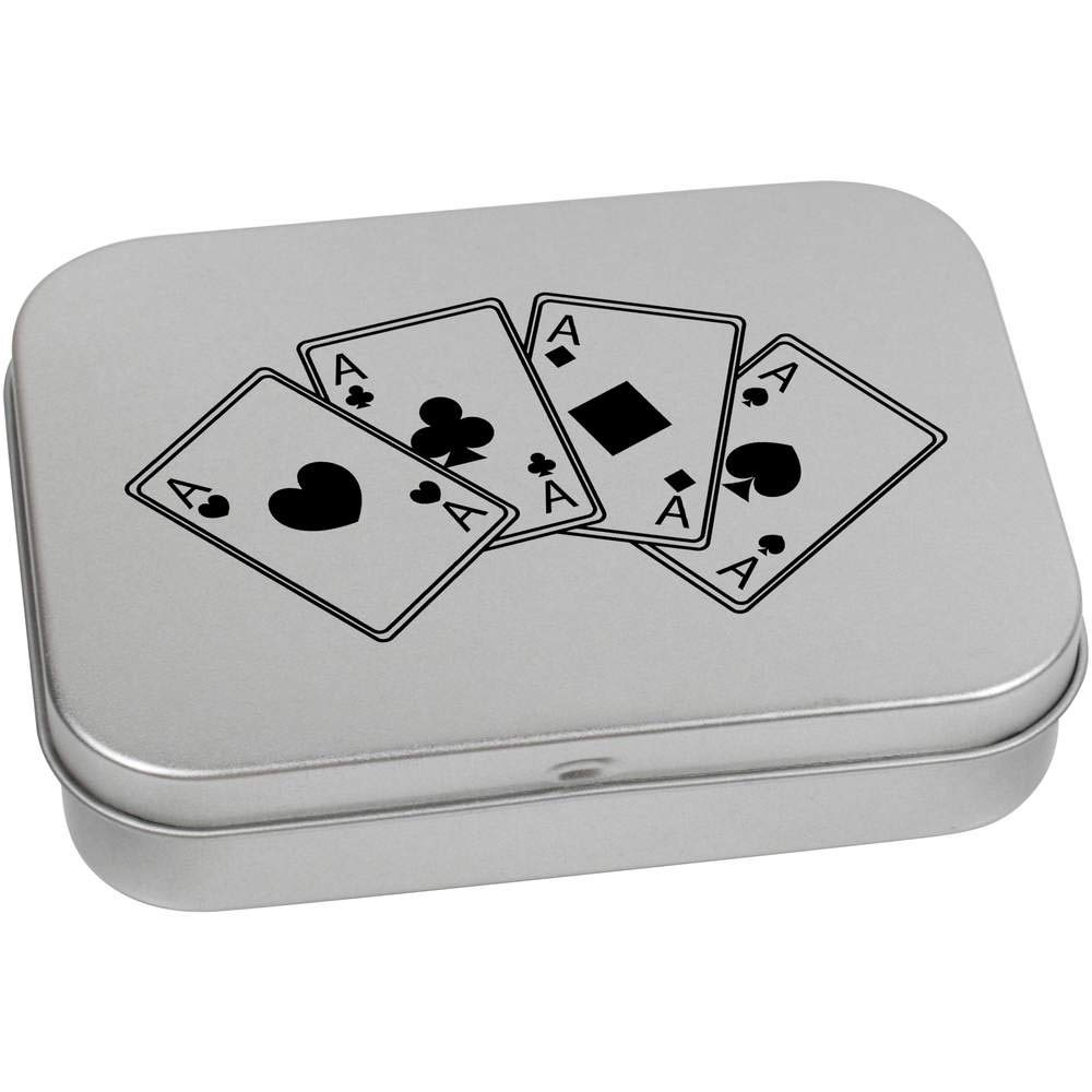 Azeeda 110mm 'Aces Playing Cards' Metal Hinged Tin/Storage Box (TT00147345)