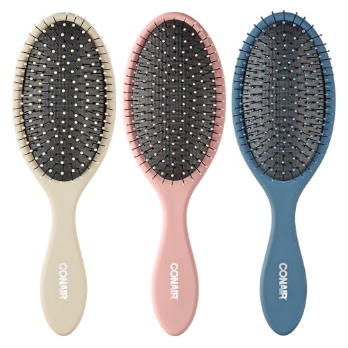 Conair Hair Brush Set, Detangling, 3-Pc, Beige, Navy, Coral