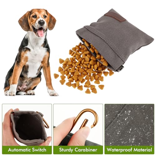 Canvas Dog Treat Pouch, Portable Puppy Dog Training Treat Pouch with Carabiner, Hands-Free Auto Closing Pet Snack Reward Pocket, for Pet Training Travel or Outdoor Use(Grey) Canvas Dog Treat Pouch, Portable Puppy Dog Training Treat Pouch with Carabiner, Hands-Free Auto Closing Pet Snack Reward Pocket, for Pet Training Travel or Outdoor Use(Grey)