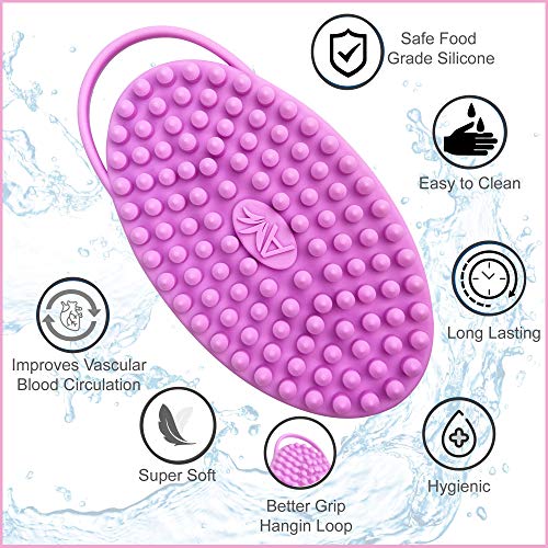 Avilana Exfoliating Silicone Body Scrubber Easy To Clean, Lathers Well, Long Lasting, And More Hygienic Than Traditional Loofah (Style 1 Lavender) #TOP2