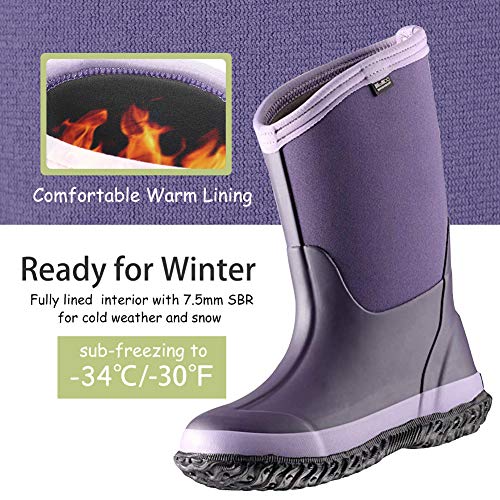 Mcikcc Kids Rain Boots, Waterproof Rubber Boots, Muck Boots For Toddler Boys Girls, Mid Calf Lightweight For Garden Fishing Farm, Dark Purple Size 8 #TOP3