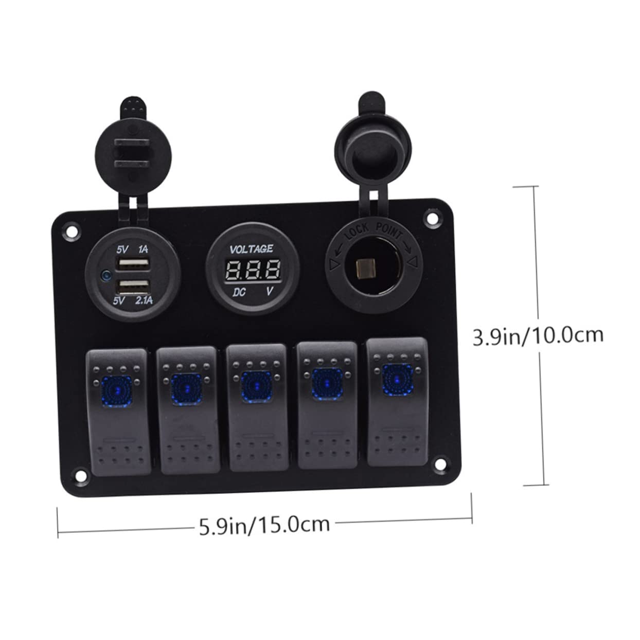 Durable Combination Switch Panel with Dual USB Ports Cover Digital Voltage Display for Rv Yacht and Automotive Modification