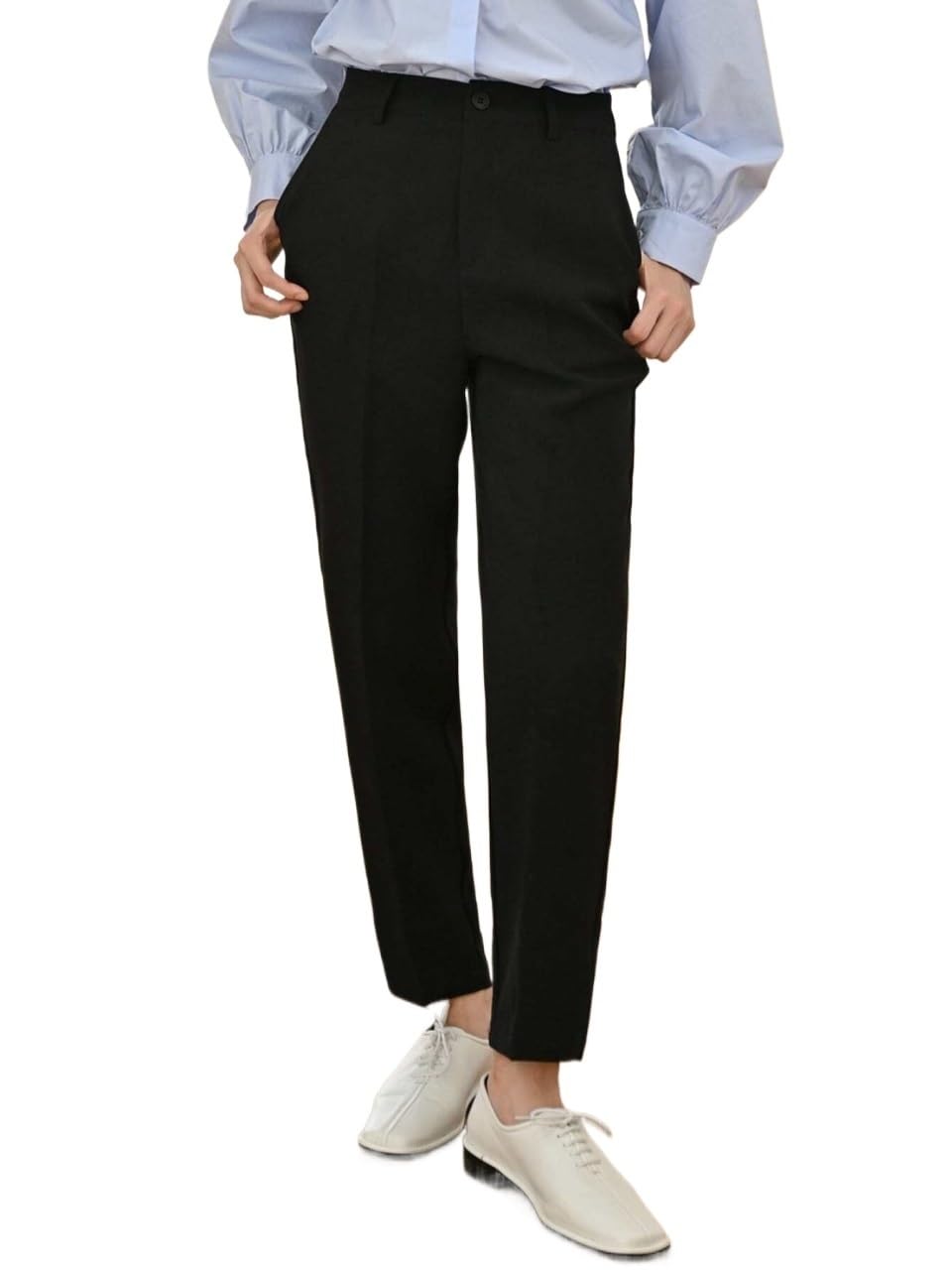 EFJONE Trousers Pants for Women Fall Trendy Solid High Waist Slant Pocket Suit Pants Fashion Suit Pants