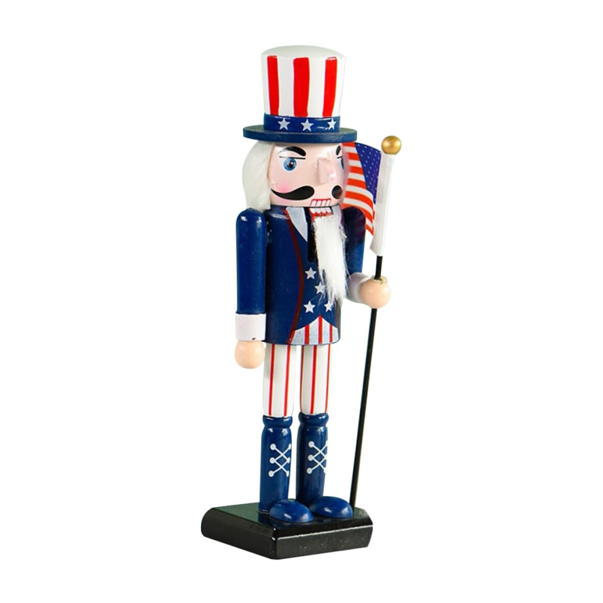4x Nussknacker Puppen Mit Fahne – Patriotic Dekoration Für Unabhängigkeitstag, Veteranentag, Aus Holz