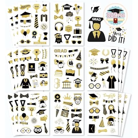 300PCS+ Graduation Stickers Graduation Cap Stickers Congrats Grad Class of 2024 Stickers for Graduation Envelope Seals Grad Party Decoration Supplies Cover