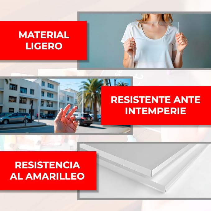 Plancha de metacrilato transparente 60x100 cm - 6mm grosor - Rígido y ligero - Resistente al impacto y UV - Fácil de cortar y limpiar - Ideal para bricolaje y decoración