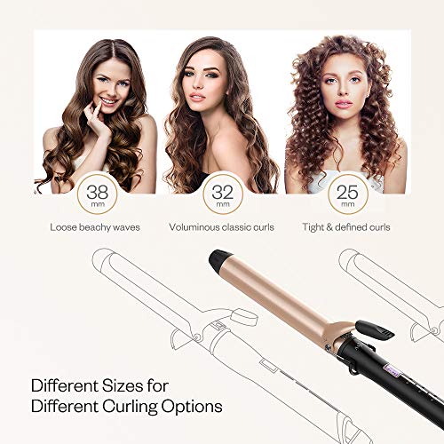 Anjou Curling Iron 1.25 inch with Tourmaline Ceramic Coating, Hair Curling Wand with Anti-scalding Insulated Tip, Hair Salon Curler Waver Maker (200 °F to 410 °F - For All Types of Hair)