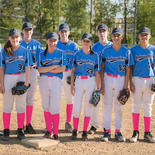 Image of Haysandy Baseball or Softball Sock and Belt Combo Set 5 Football Baseball Socks with Softball Belt for Kids Youth Boys