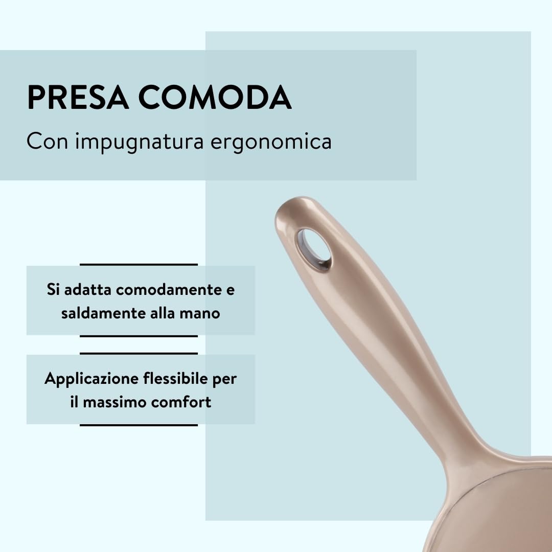 PARSA BEAUTY specchio ovale 14,5 x 11,5 cm (Champagne) – Specchietto con manico dal design ergonomico – Mirror pratico per capelli e cura del viso