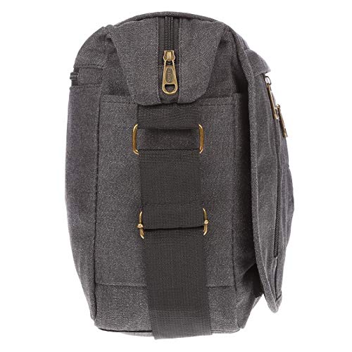 Christian Wippermann Umhängetasche Laptop 17 Zoll - Großes Messenger Bag Herren - Canvas Material - Verstellbarer Riemen - Mehrere Fächer - Büro/Arbeit Tasche Herren ca. 35x30x13 cm - Schwarz