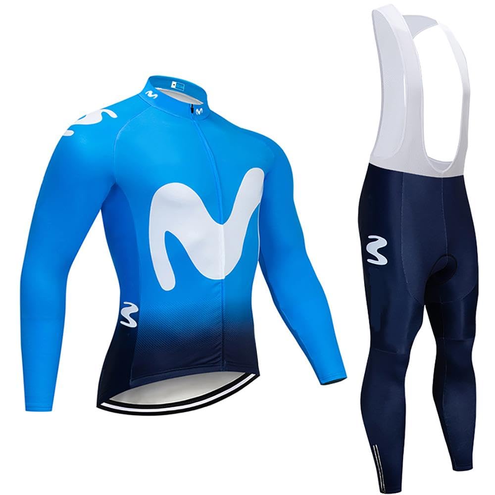 Moxilyn Conjunto Jersey De Ciclismo,Polar Térmico De Invierno Manga Larga,Ropa De Ciclismo,Top De Manga Larga y Pantalones Largos De Johns,Set De Ciclismo Caliente,Cálido ya prueba de viento