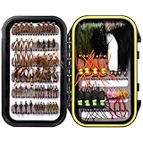 Wifreo Fly Fishing Flies Assortment,92pcs,Flyfishing Flies Trout,Fly Fishing Gear with Waterproof Fly Box,Fly Fishing Gifts,Fly Fishing Lures,Fly Fishing Accessories