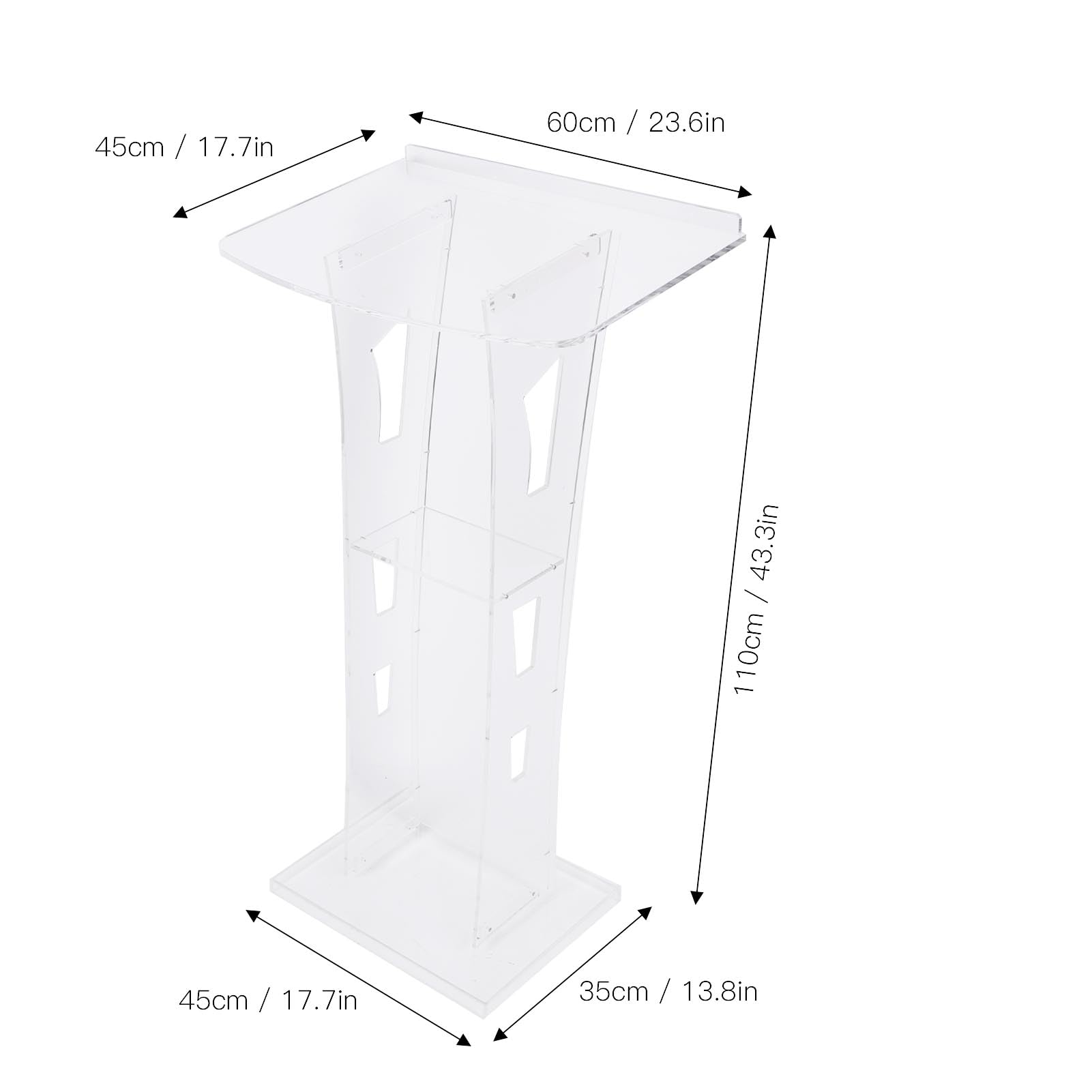 L'acrylique Transparent Podium Chaire Pupitre de L'église avec étagère de Rangement pour L'église, Salle de Classe, Bureau, Restaurants