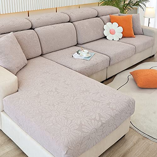 Stretch Couch Cushion Covers Sectional - Soft Flexibility Luxury Thick Jacquard Fleece Sofa Cushion Slipcovers Sofa Seat Cover Replacement With Elastic Bottom For Chair Cushion Couch,Grey,1 Seat Cover #TOP2