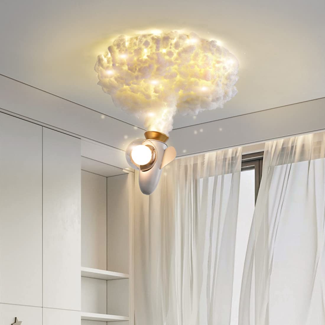 GUANSHAN Ronde plafondlamp voor kinderkamer, led, plafondlamp, cartoon-motief, traploos dimbaar