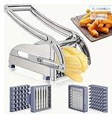 CAIEJSAEN Pommesschneider aus Edelstahl mit 2 Klingengrößen (36/64 Raster), Rutschfester Gummibasis, Kartoffelschneider