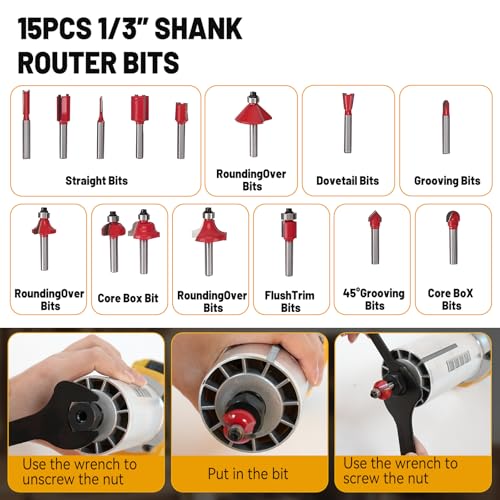 Brushless Router Trimmer Compatible with Makita 18V Battery, 30000RPM Cordless Power Router Handheld Wood Trimmer with 6 Speed, Aluminum Base Router with 15pcs 1/3" Router Bits 4 Brushless Router Trimmer Compatible with Makita 18V Battery, 30000RPM Cordless Power Router Handheld Wood Trimmer with 6 Speed, Aluminum Base Router with 15pcs 1/3" Router Bits - Image 4