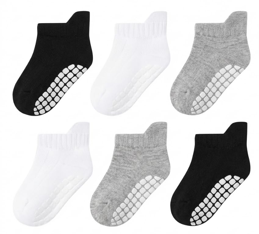Toddler Non Slip Grip Ankle Socks with Grippers for Baby Boys Girls