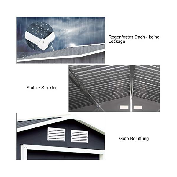 GOPLUS Metall Gerätehaus 213 x 127 x 185 cm, Gartenhaus mit Schiebetür & Fundament & Fenster, Geräteschuppen für Geräte… – Bild 8