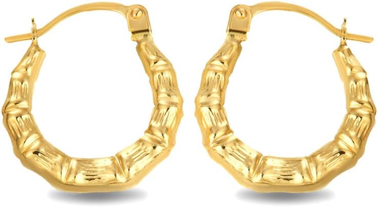 Dainty 14K Yellow Gold Striped & Twisted Reversible Hoop Earrings (0.60") for Women