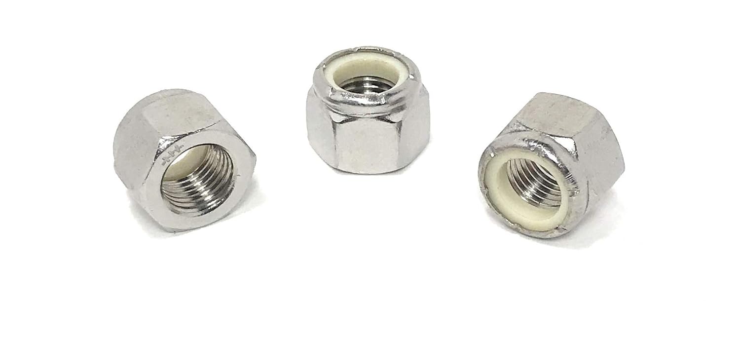 3/8-24 Nylon Insert Lock Nuts (UNF Fine Thread) 18-8 Stainless Steel (25 Pcs)