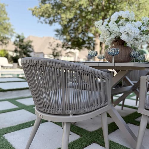 Image of PURPLE LEAF Outdoor Dining Set for 10 with 125.98 inch x 38.58 inch Table Champagne