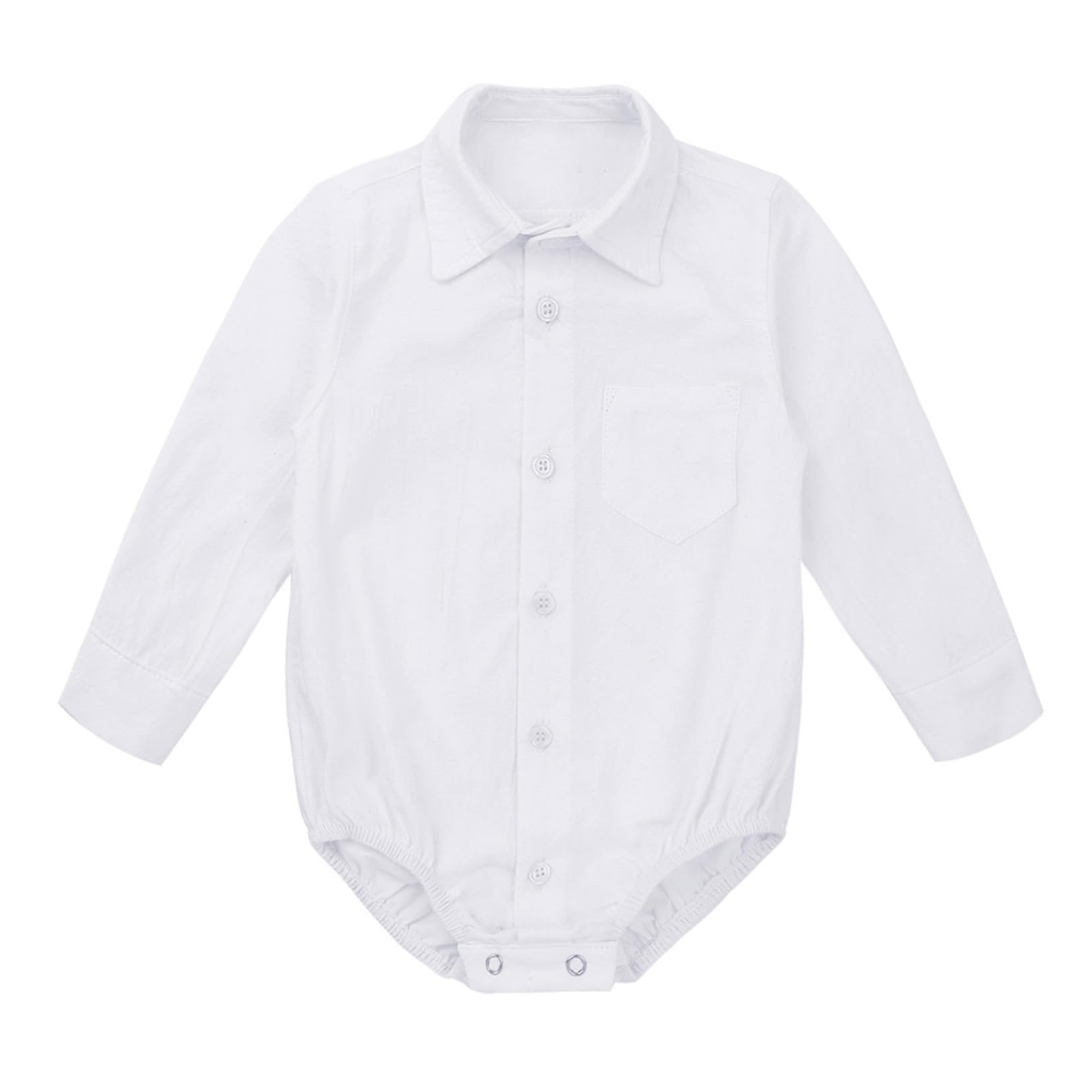 YEAHDOR Baby Toddlers Boys White Formal Dress Shirt Bodysuit Gentleman Romper for Wedding Party Christening Long Sleeve 3-6 Months