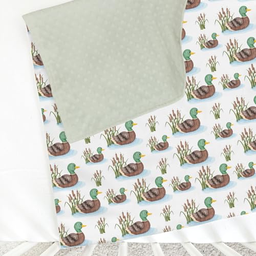 Image of Mallard Duck Lake Leaves Baby Blanket for Girl Boy with Dotted Backing Double Layer Wild Duck Hunting Soft Swaddle Receiving Blanket Toddler Nursery Crib Bed Blanket Hunting Lovers Gift 30x40