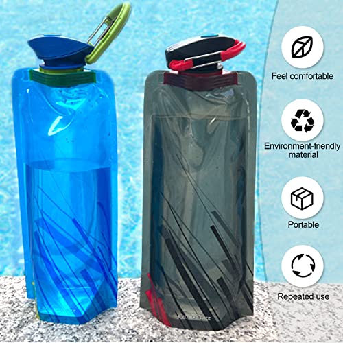 (3 Pack) 700ml Large Foldable Water Bottle Fully Collapsible Stock Bottle, Portable Water Bottle for Running Cycling outdoor (Black, Blue, White - Image 5