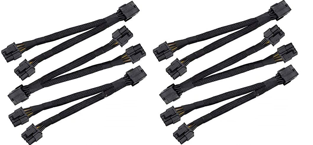 SamMus 18 AWG 8 Pin GPU Pcie PCI Express Sleeved Female to Dual 8 Pin (6+2) Male Y Meshed Splitter Extension Power Cable for Graphics Video Card Adapter and Mining (18 Cms) - Pack of 6-picture-31