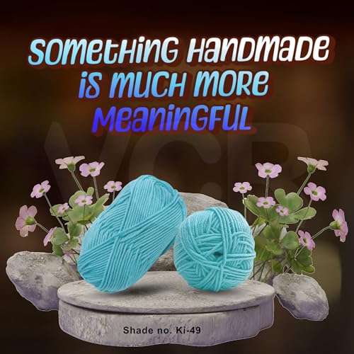 Image of VCR Cyan Yarn, 100 Grams Hank, 190 Meters Length, Acrylic Ball for Crochet and Knitting, Soft Crosia Threads, Pack of 1 Yarn, Suitable for DIY Crafts