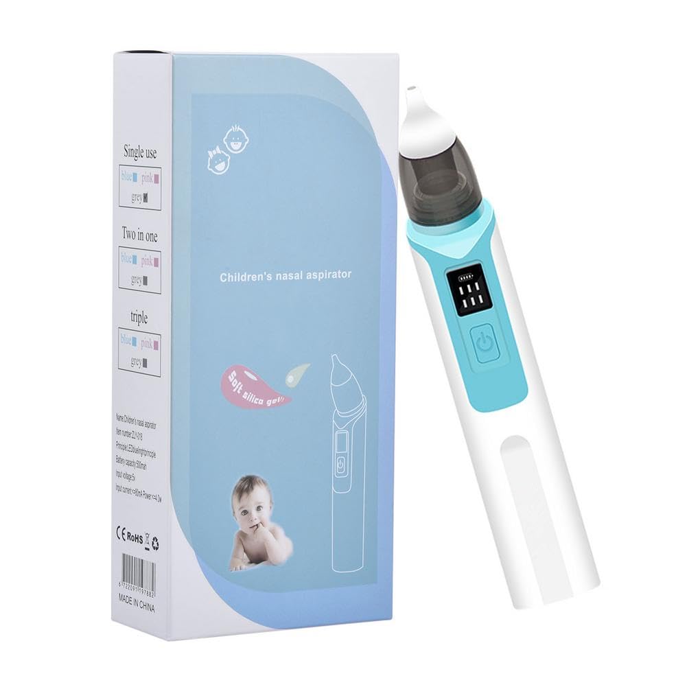 B-Arm Electric Baby Nasal Aspirator - 6 Suction Levels with Display|Rechargeable Nose Cleaner|Effective blocked nose relief for Infant & Children|Mucus Extractor/Snot Sucker for Adults (Blue, Color)-image-1