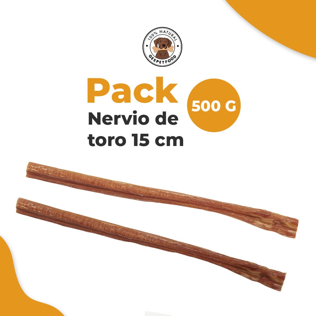Gespetfood - Nervio de Toro 15" para Perros - Snack Deshidratado para Perros - 11 Unidades - Encías Saludables - 500gr