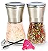 Premium Salt and Pepper Shakers 6 Oz - Unlike Other Salt and Pepper Grinder/Mill Set - 3 Grade Adjustable Ceramic Rotor - BUNDLE WITH - Peeler, Funnel, Recipe eBook and Cleaning Brush by Mys Homeware