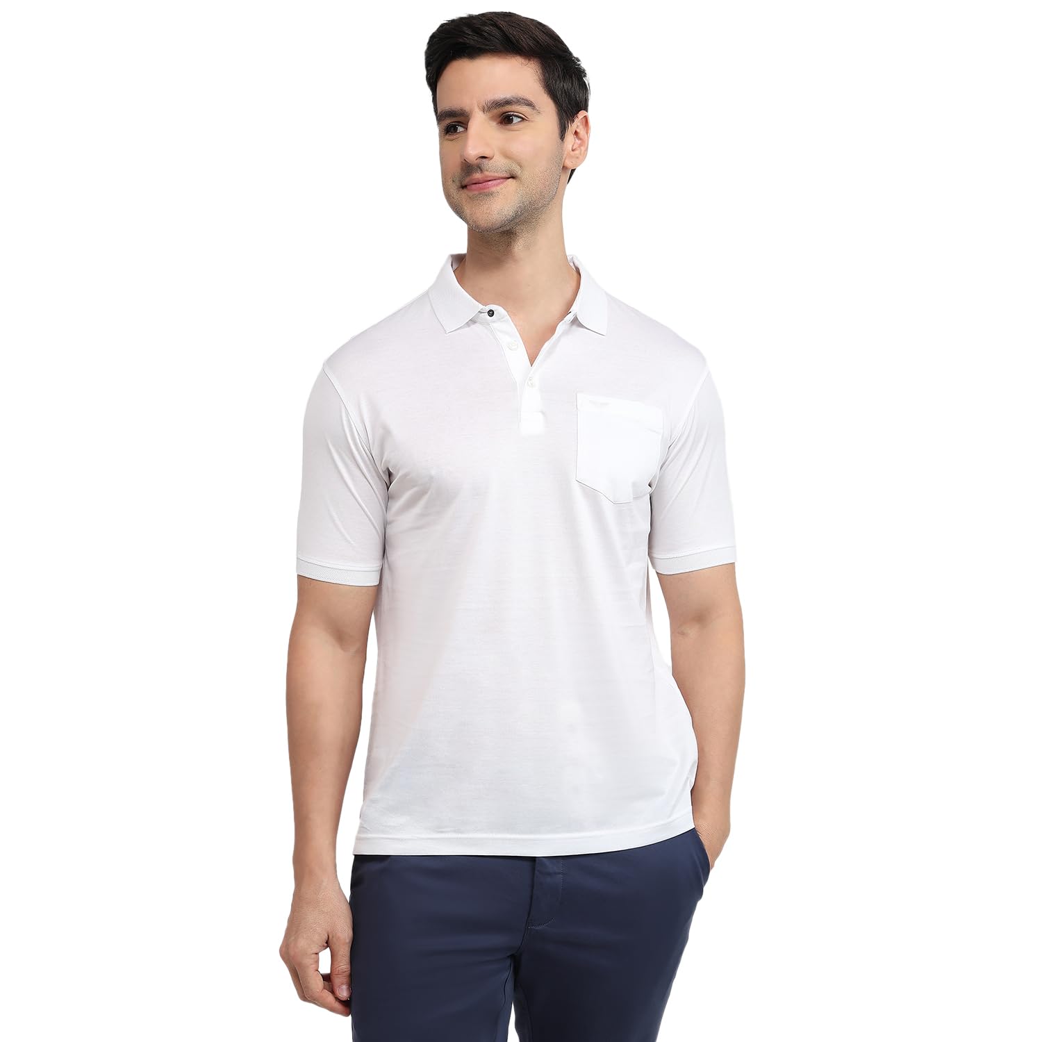 park avenue Men's Slim Fit Pure Cotton Solid Pattern Polo Collar Half Sleeve Casual T-Shirt-picture-27
