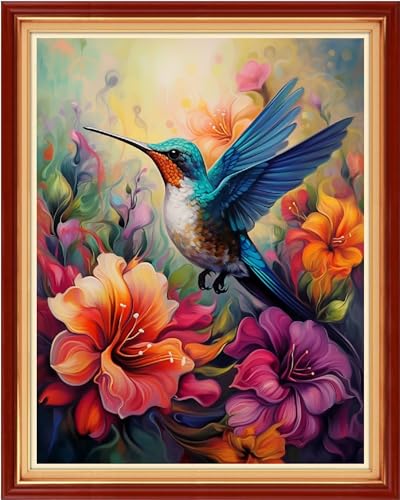 Image of Dimxvean Stamped Cross Stitch Kits,Cross Stitch Kits for Adults Beginners,Embroidery Kits Full Range of Cross Stitch Stamped Kits Needlepoint Kits Cross Stitch Patterns-Hummingbirds 16x20 inch